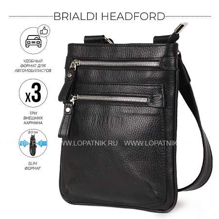 кожаная сумка через плечо brialdi headford (хедфорд) relief black br34404ns черный Brialdi