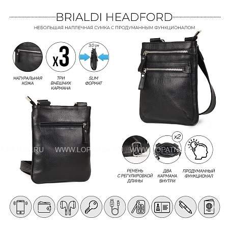 кожаная сумка через плечо brialdi headford (хедфорд) relief black br34404ns черный Brialdi