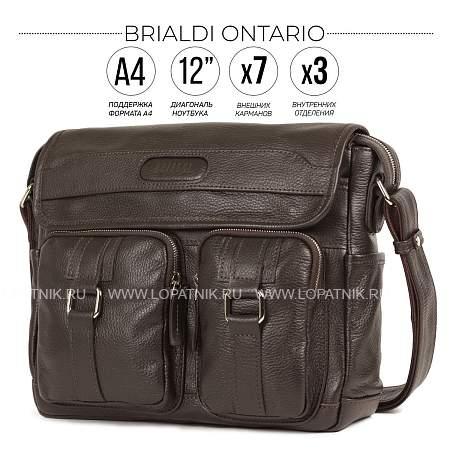 горизонтальная сумка через плечо brialdi ontario (онтарио) relief brown br12996qs коричневый Brialdi