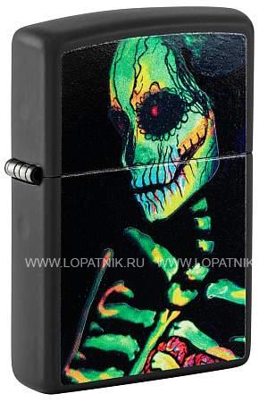 зажигалка zippo skeleton design с покрытием black light, латунь/сталь, черная, матовая, 38x13x57 мм 48761 Zippo