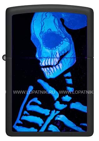 зажигалка zippo skeleton design с покрытием black light, латунь/сталь, черная, матовая, 38x13x57 мм 48761 Zippo