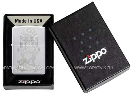 зажигалка zippo vintage dance с покрытием satin chrome, латунь/сталь, серебристая, 38x13x57 мм 48728 Zippo