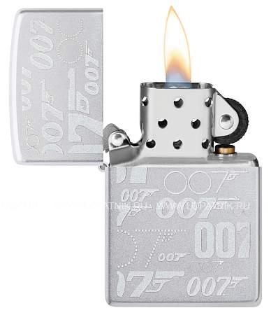 зажигалка zippo james bond™ с покрытием satin chrome, латунь/сталь, серебристая, 38x13x57 мм 48735 Zippo