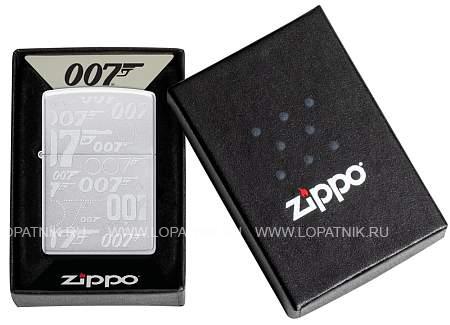 зажигалка zippo james bond™ с покрытием satin chrome, латунь/сталь, серебристая, 38x13x57 мм 48735 Zippo