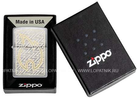 зажигалка zippo лучшая цена 2023 с покрытием brushed chrome, латунь/сталь, серебристая, 38x13x57 мм 48789 Zippo