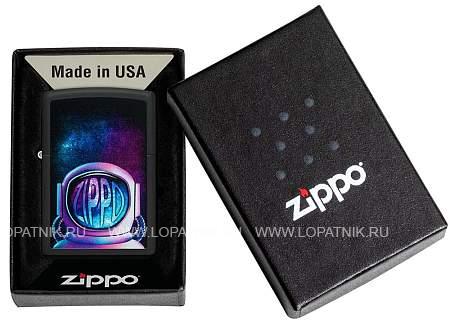 зажигалка zippo astronaut с покрытием black matte, латунь/сталь, чёрная, матовая, 38x13x57 мм 49773 Zippo