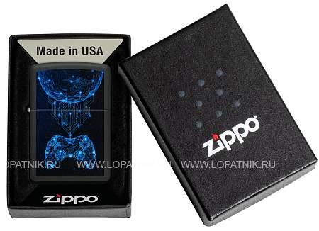 зажигалка zippo gaming с покрытием black matte, латунь/сталь, черная, матовая, 38x13x57 мм 48912 Zippo