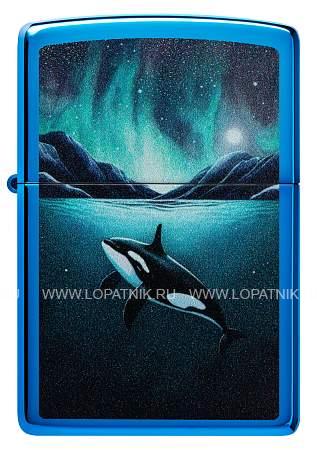 зажигалка zippo whale с покрытием high polish blue, латунь/сталь, синяя, глянцевая, 38x13x57 мм 48984 Zippo