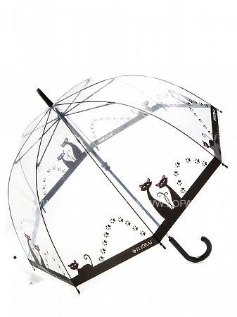 прозрачный зонт-трость женский, с кошками Flioraj