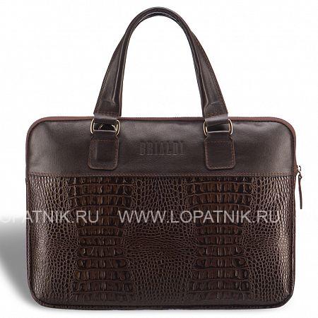 женская деловая сумка slim-формата brialdi belvi (бельви) croco brown Brialdi