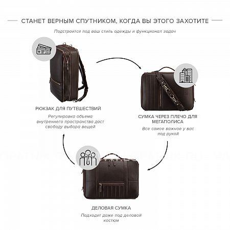 кожаный рюкзак-трансформер brialdi bering (беринг) relief brown Brialdi