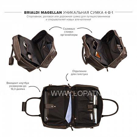 дорожно-спортивная сумка трансформер brialdi magellan (магеллан) relief brown Brialdi