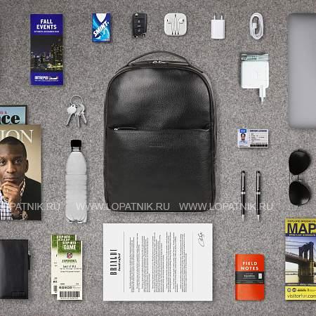 стильный деловой рюкзак с 19 карманами и отделениями brialdi winston (винстон) relief black Brialdi