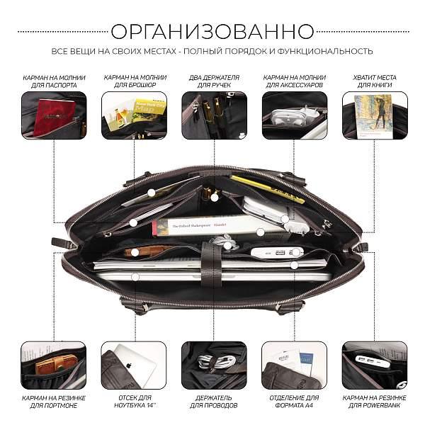 Мужская деловая сумка SLIM-формата для документов BRIALDI Hamilton (Гамильтон) relief brown Brialdi, Артикул: brialdi-44551 фото №1