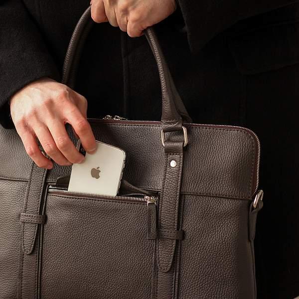 Мужская деловая сумка SLIM-формата для документов BRIALDI Hamilton (Гамильтон) relief brown Brialdi, Артикул: brialdi-44551 фото №1