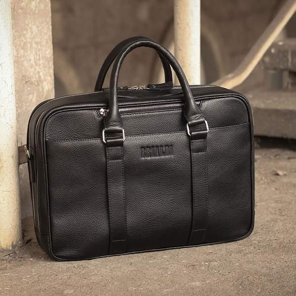 Вместительная деловая сумка с 2 отделениями BRIALDI Longstock (Лонгсток) relief black Brialdi, Артикул: brialdi-44553 фото №1