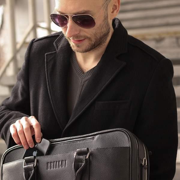 Вместительная деловая сумка с 2 отделениями BRIALDI Longstock (Лонгсток) relief black Brialdi, Артикул: brialdi-44553 фото №1