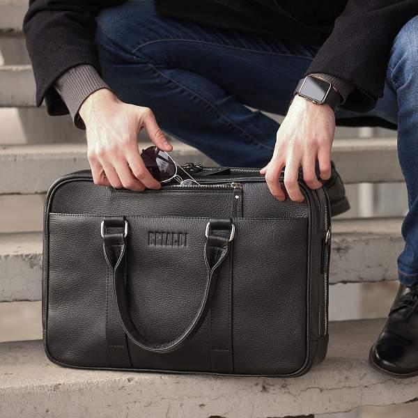 Вместительная деловая сумка с 2 отделениями BRIALDI Longstock (Лонгсток) relief black Brialdi, Артикул: brialdi-44553 фото №1