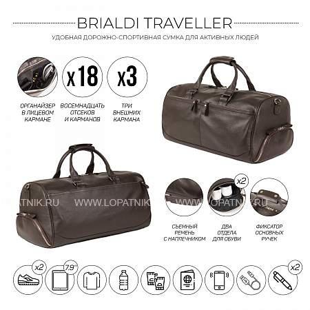 дорожно-спортивная сумка brialdi traveller (путешественник) relief brown Brialdi