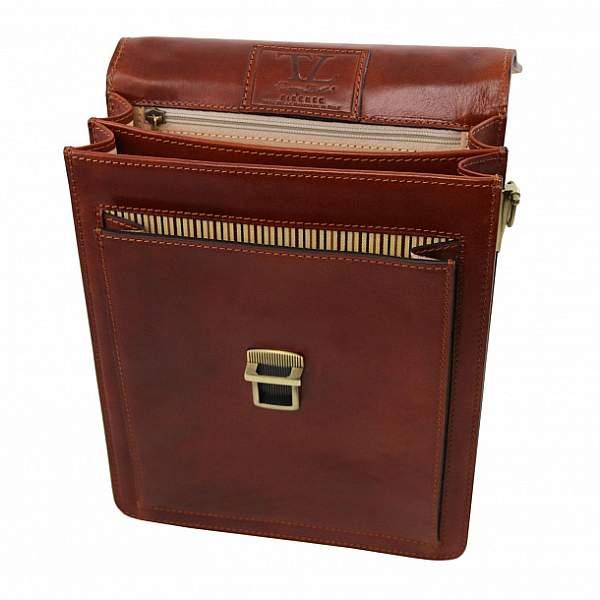 Большая кожаная барсетка David черный Tuscany, Артикул: TL141424-01 фото №1