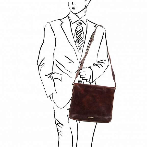 Сумка на плечевом ремне MESSENGER DOUBLE (Темно-коричневый) Tuscany, Артикул: TL90475-2 фото №1