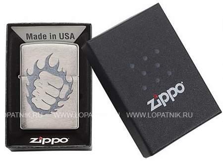 зажигалка zippo classic с покрытием brushed chrome Zippo