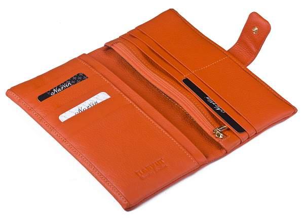Кожаный женский кошелек Vasheron, Артикул: 9593-Polo Orange фото №1