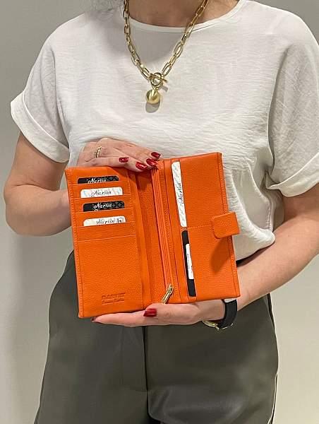Кожаный женский кошелек Vasheron, Артикул: 9593-Polo Orange фото №1