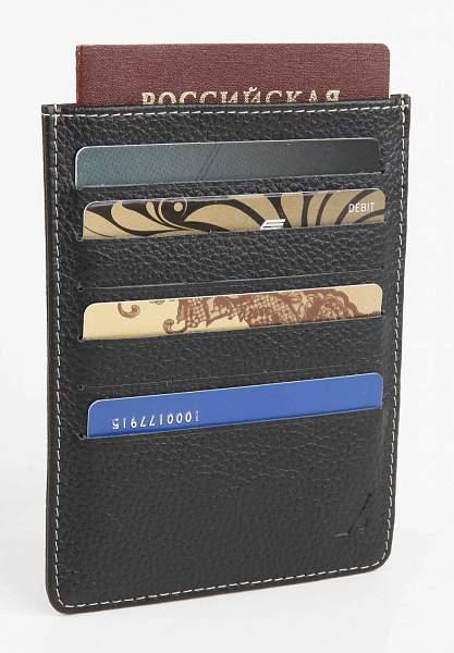 Кредитница с отделением для паспорта мужская кожаная Alvorada 3025 black ladya KD1 Alvorada, Артикул: 3025 black ladya KD1 фото №1