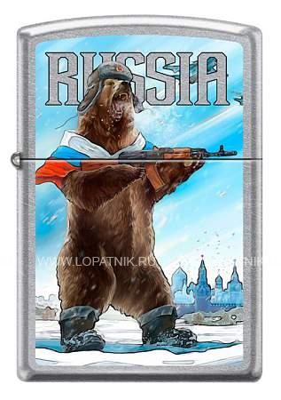 зажигалка zippo русский медведь с покрытием street chrome™ Zippo