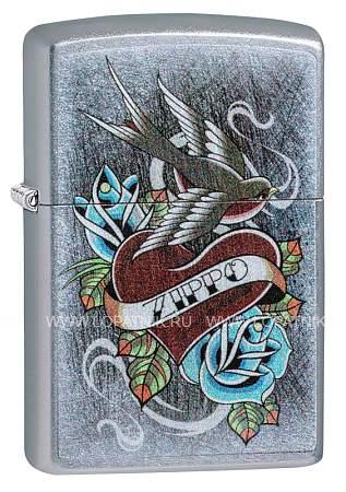 зажигалка zippo vintage tattoo с покрытием street chrome™ Zippo