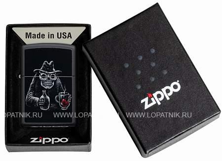 зажигалка zippo bar skull design с покрытием black matte Zippo
