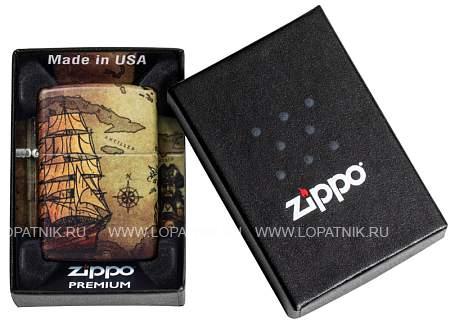 зажигалка zippo pirate ship с покрытием white matte Zippo