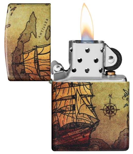 Зажигалка Zippo Pirate Ship с покрытием White Matte Zippo, Артикул: 49355 фото №1