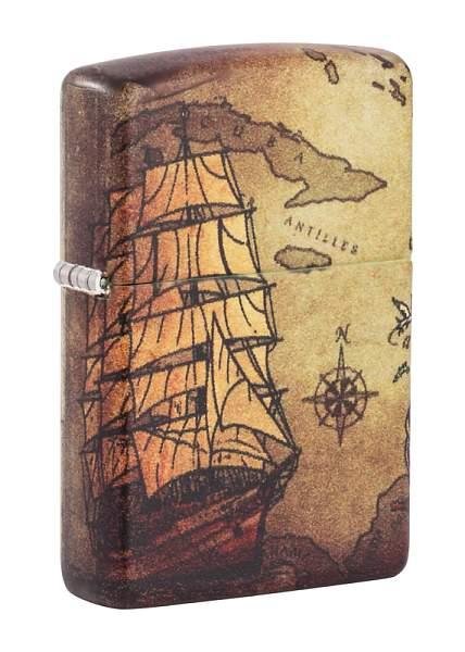 Зажигалка Zippo Pirate Ship с покрытием White Matte Zippo, Артикул: 49355 фото №1