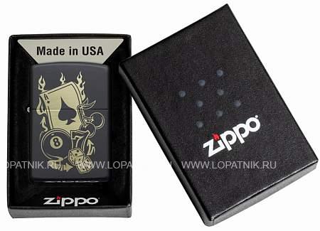 зажигалка zippo gambling design с покрытием black matte Zippo