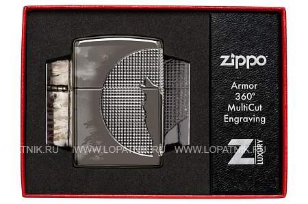 зажигалка zippo armor™ wolf с покрытием high polish black ice® Zippo