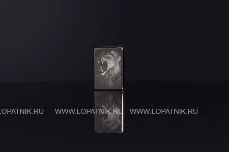 зажигалка zippo lion design с покрытием black ice® Zippo