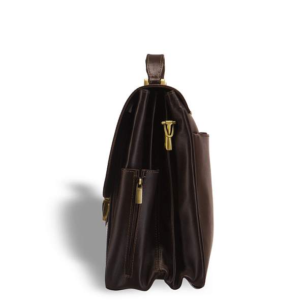 Объемный классический портфель для документов с 3-мя отделениями BRIALDI Konstantin (Константин) brown BR09546XU Коричневый Brialdi, Артикул: BR09546XU фото №1