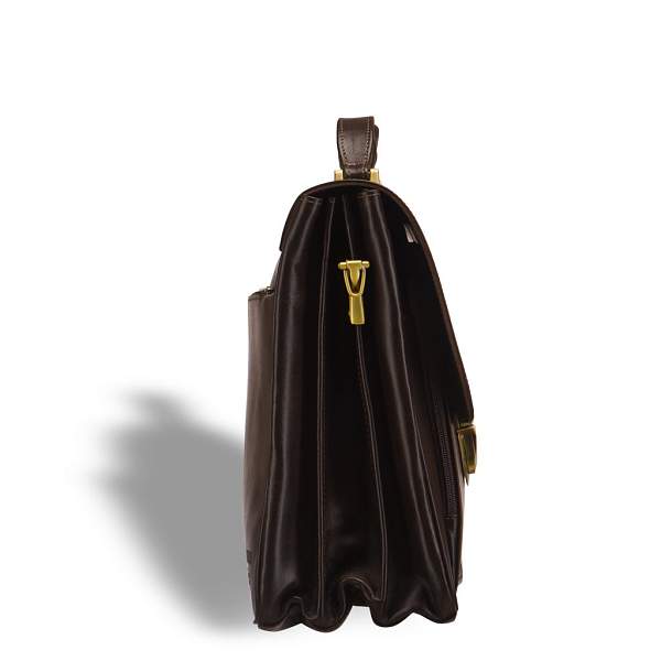 Объемный классический портфель для документов с 3-мя отделениями BRIALDI Konstantin (Константин) brown BR09546XU Коричневый Brialdi, Артикул: BR09546XU фото №1