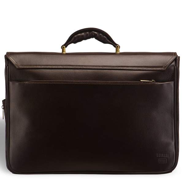 Объемный классический портфель для документов с 3-мя отделениями BRIALDI Konstantin (Константин) brown BR09546XU Коричневый Brialdi, Артикул: BR09546XU фото №1