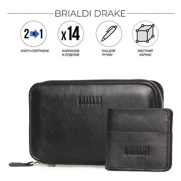 Мультиклатч 2-В-1 BRIALDI Drake (Дрейк) black BR23091LF Черный Brialdi, Артикул: BR23091LF фото №1