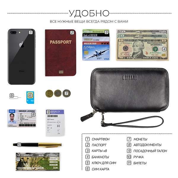 Мультиклатч 2-В-1 BRIALDI Drake (Дрейк) black BR23091LF Черный Brialdi, Артикул: BR23091LF фото №1