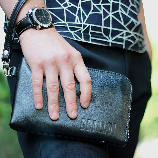 Мужской клатч BRIALDI Orlando (Орландо) black BR00196KE Черный Brialdi, Артикул: BR00196KE фото №1