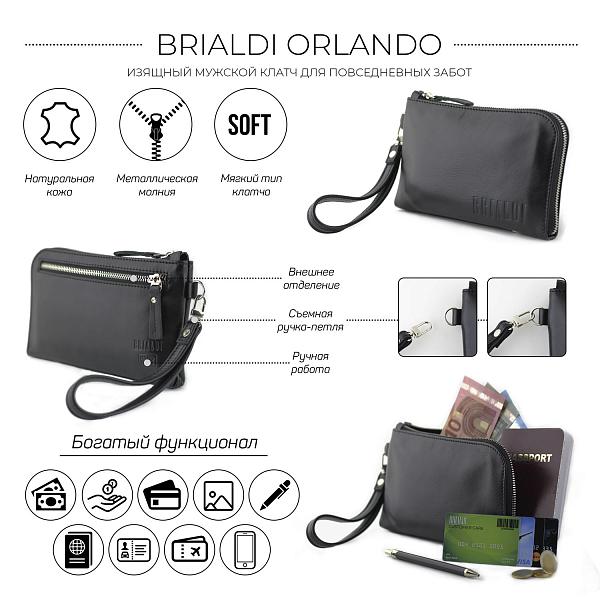 Мужской клатч BRIALDI Orlando (Орландо) black BR00196KE Черный Brialdi, Артикул: BR00196KE фото №1