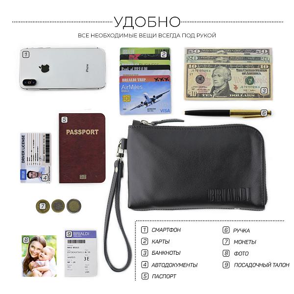 Мужской клатч BRIALDI Orlando (Орландо) black BR00196KE Черный Brialdi, Артикул: BR00196KE фото №1