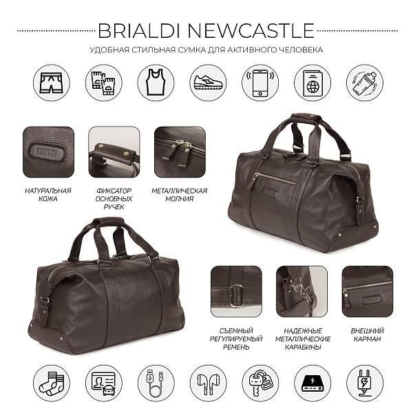 Дорожно-спортивная сумка BRIALDI Newcastle (Ньюкасл) relief brown BR11877NO Коричневый Brialdi, Артикул: BR11877NO фото №1