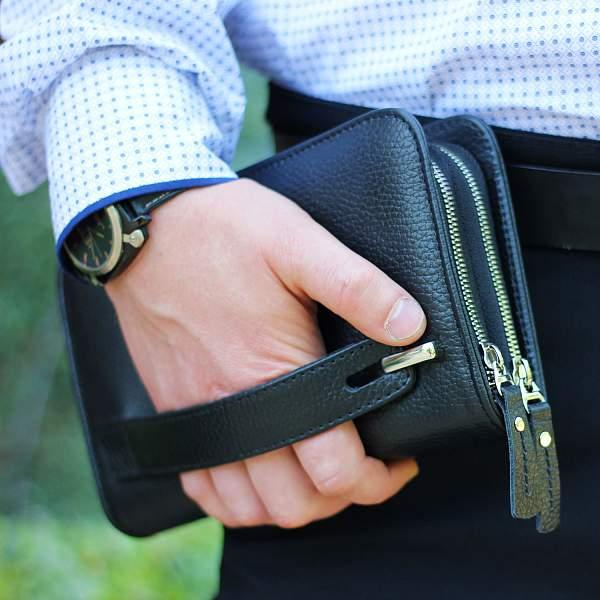 Вместительный мужской клатч BRIALDI Warren (Уоррен) relief black BR26762AO Черный Brialdi, Артикул: BR26762AO фото №1