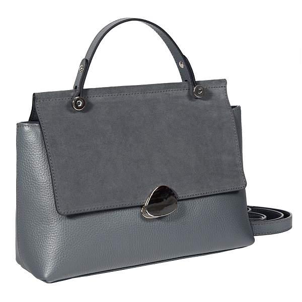 Классическая женская сумка среднего размера BRIALDI Leona (Леона) relief grey BR47438WT Серый Brialdi, Артикул: BR47438WT фото №1