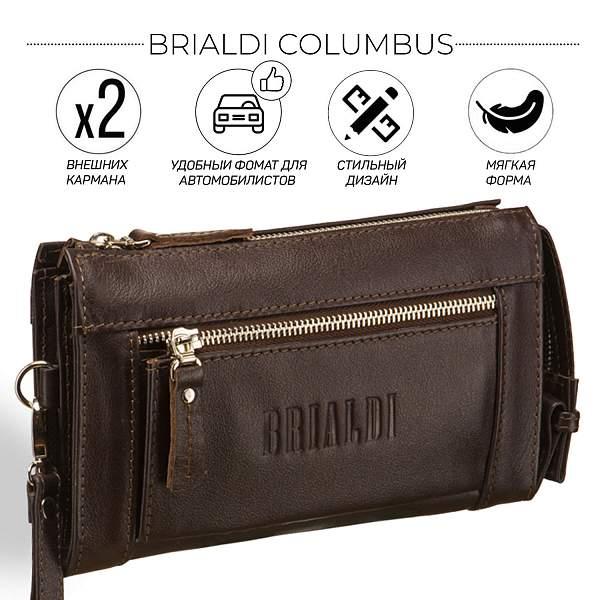 Мужской клатч BRIALDI Columbus (Колумбус) brown BR08403VL Коричневый Brialdi, Артикул: BR08403VL фото №1